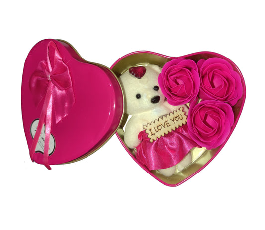 LeafBlu Dark Pink Heartbox Gift Set For Love Couple Valentine Gift