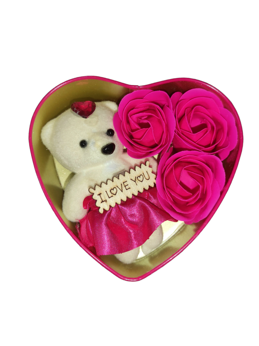 LeafBlu Dark Pink Heartbox Gift Set For Love Couple Valentine Gift (Pack of 1)