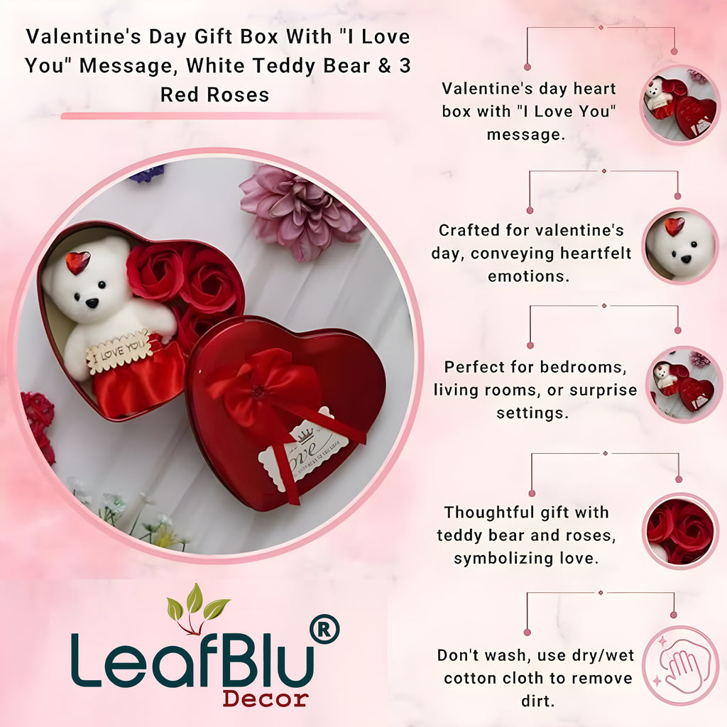 LeafBlu Red Heartbox Gift Set For Love Couple Valentine Gift (Pack of 1)