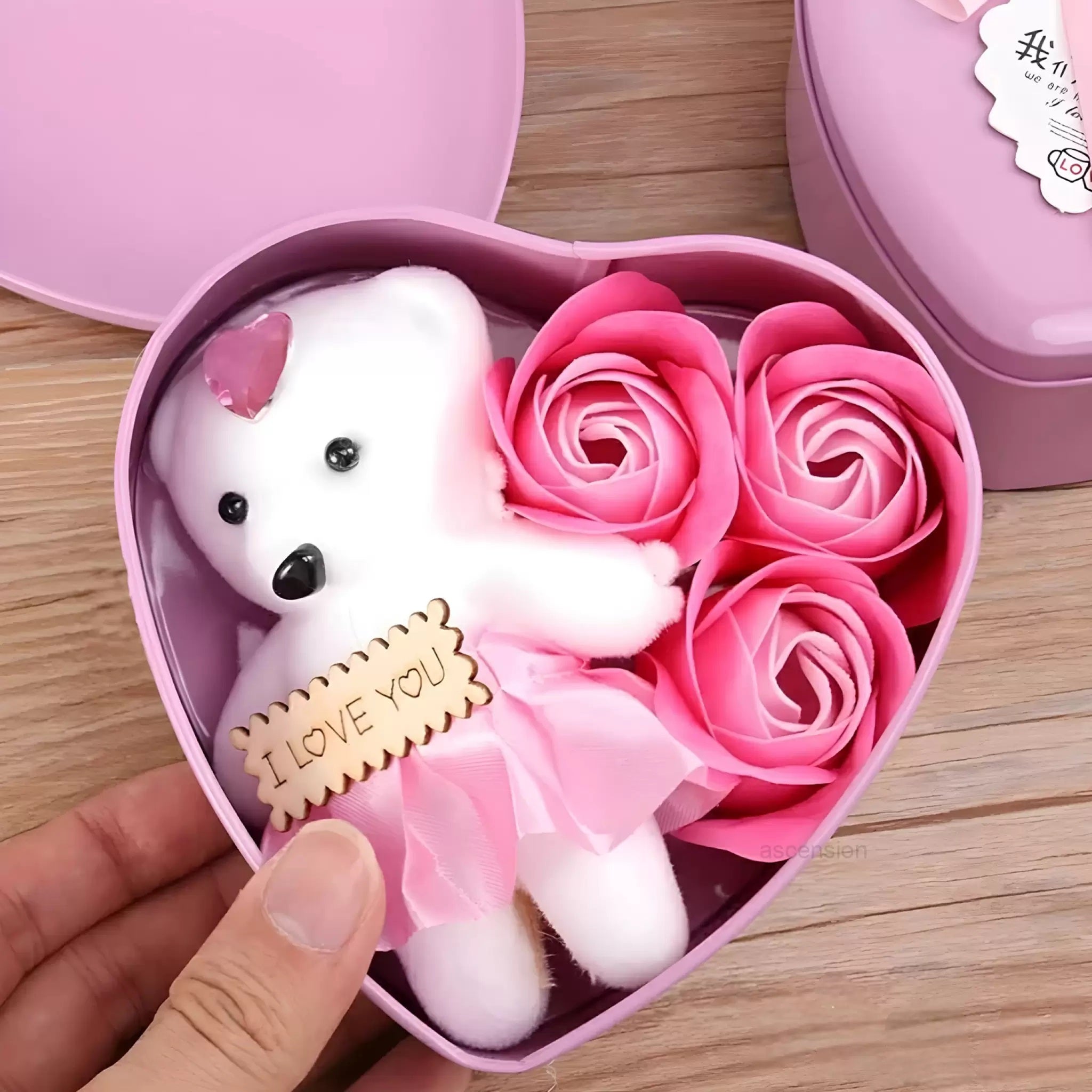 LeafBlu Pink Heartbox Gift Set For Love Couple Valentine Gift