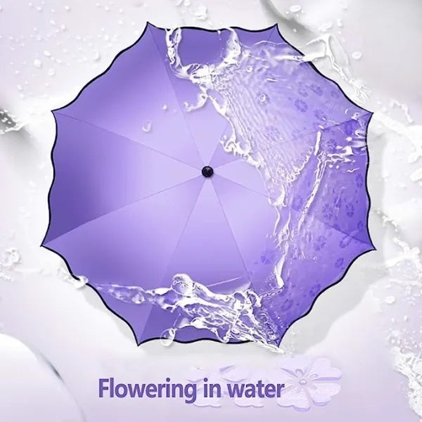 LeafBlu Magic Umbrella of Blooming Folding Portable for UV Protection & Rain Umbrella (Purple) Pack of 1