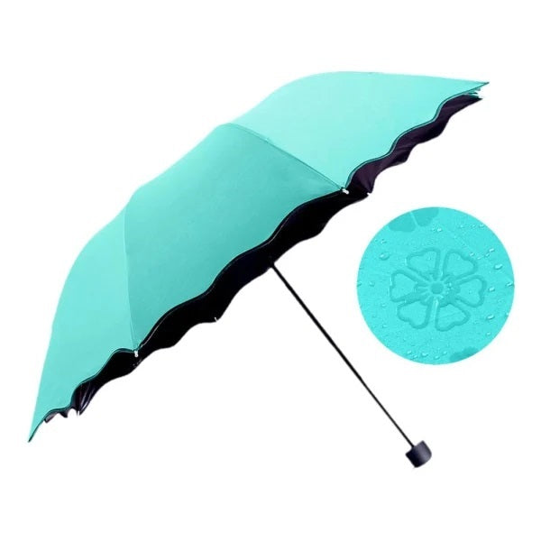 LeafBlu Magic Umbrella of Blooming Folding Portable for UV Protection & Rain Umbrella (Blue) Pack of 1