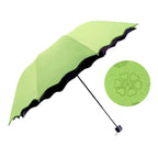 LeafBlu Magic Umbrella of Blooming Folding Portable for UV Protection & Rain Umbrella (Green) Pack of 1