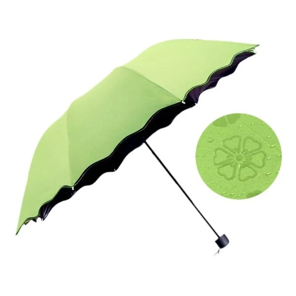 LeafBlu Magic Umbrella of Blooming Folding Portable for UV Protection & Rain Umbrella (Green) Pack of 1