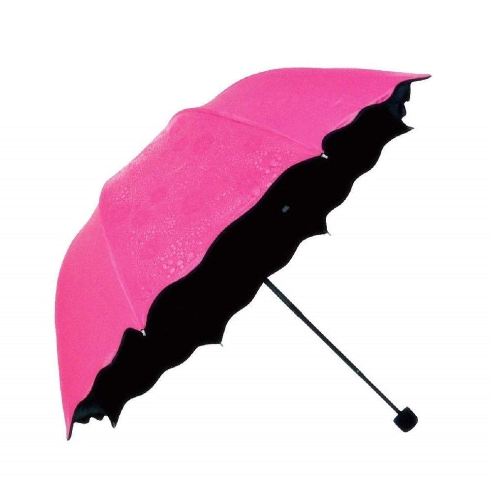 LeafBlu Magic Umbrella of Blooming Folding Portable for UV Protection & Rain Umbrella (Pink) Pack of 1