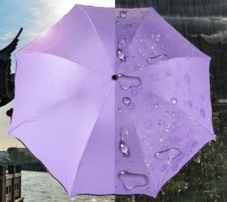 LeafBlu Magic Umbrella of Blooming Folding Portable for UV Protection & Rain Umbrella (Purple) Pack of 1