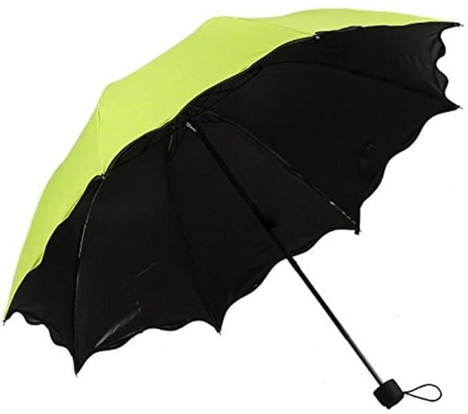 LeafBlu Magic Umbrella of Blooming Folding Portable for UV Protection & Rain Umbrella (Green) Pack of 1
