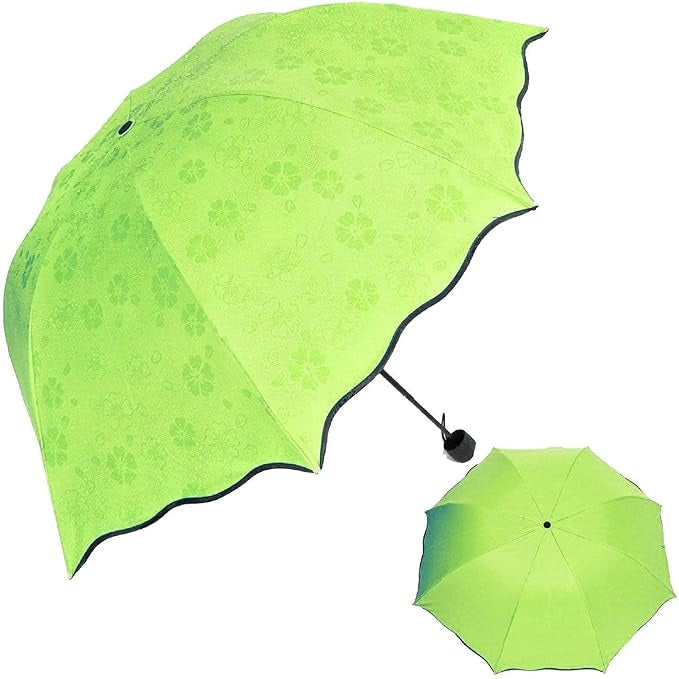 LeafBlu Magic Umbrella of Blooming Folding Portable for UV Protection & Rain Umbrella (Green) Pack of 1