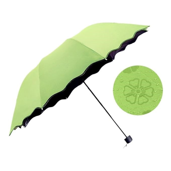 LeafBlu Magic Umbrella of Blooming Folding Portable for UV Protection & Rain Umbrella (Green) Pack of 1