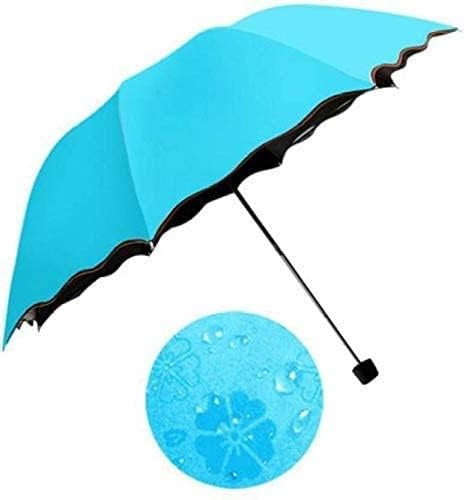 LeafBlu Magic Umbrella of Blooming Folding Portable for UV Protection & Rain Umbrella (Blue) Pack of 1