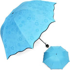 LeafBlu Magic Umbrella of Blooming Folding Portable for UV Protection & Rain Umbrella (Blue) Pack of 1