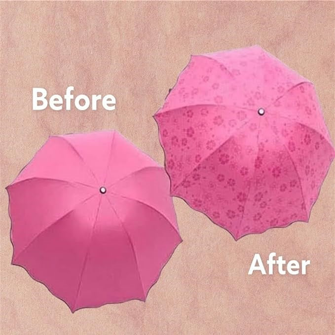 LeafBlu Magic Umbrella of Blooming Folding Portable for UV Protection & Rain Umbrella (Pink) Pack of 1